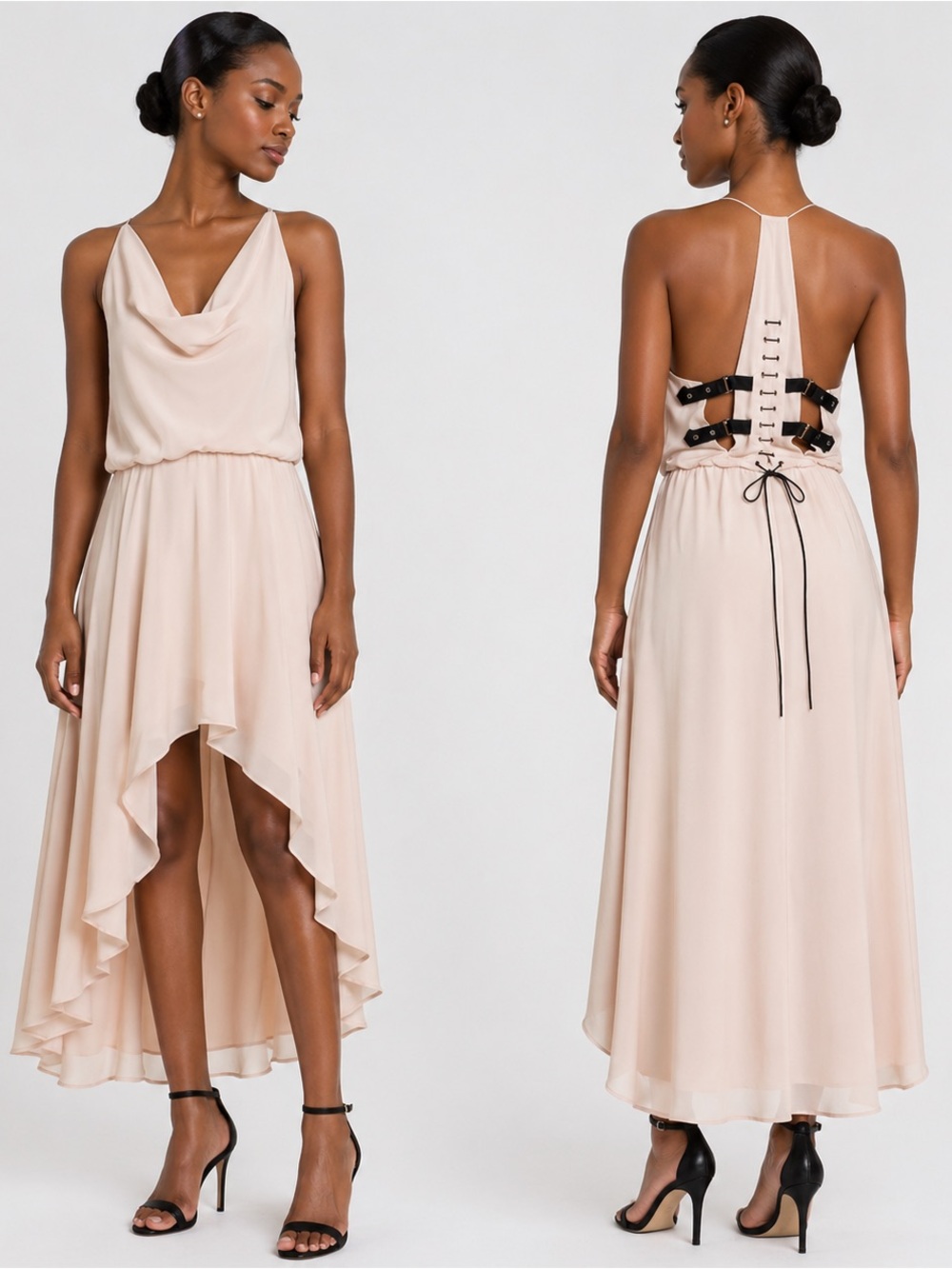 Haute Hippie Blush Lace-Up Back High-Low Dress size 2